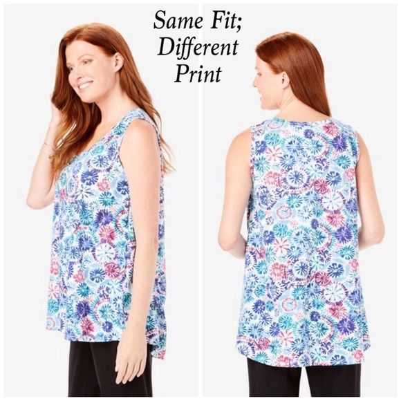 Tropical Leaf Print Ombré Tank Sz 18-20 - Picture 2 of 3